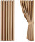 Aspire Homeware Blackout Curtains 90x90 for Living Room - Eyelet Bedroom Curtains with Tiebacks Window Treatments Super Soft Thermal Black Out Beige Curtain & Drapes, 2 Panels