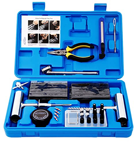 AUTOWN Reifenreparaturset 68-teiliges Reifenreparaturset Auto, Autoreifen Reparaturset Universal-Reifenreparaturwerkzeuge zur Reparatur von Pannen und Steckern, Flats Patch-Set für Auto
