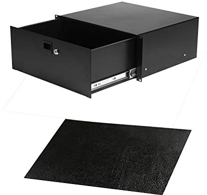 Infitronic INRS214-19 Zoll Stahl Rackschublade Dokumentenablage Dokumentenschublade abschließbar mit Schloss Vollauszug Schwarz (4 HE)