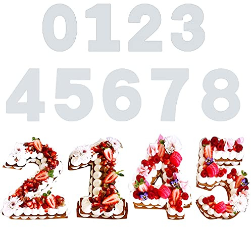 Kuchen Zahlenform 9 Stück Kuchenform 0-9 Zahlen Set, Zahlen Kuchenform Torte Zahlen Vorlage Zahlenform Kunststoffschablonen Motivbackformen (10 IN)