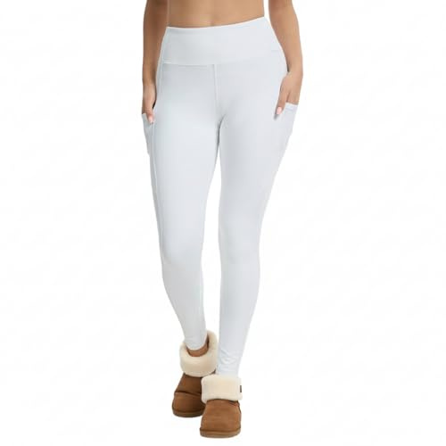 adorence Leggins Termicos Mujer Invierno, Leggings Térmicos Deportivos (Suave, Cintura Alta, Opaco)-Blanco,M