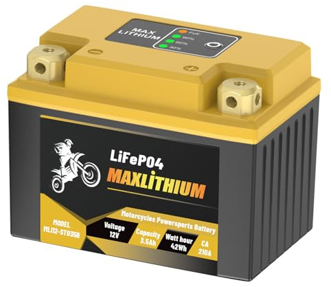 Maxlithium YTX7L-BS/YTX5L-BS 12V Motorcycle Lithium Battery 3.5Ah 210A Smart BMS, YTX4L-BS/YTZ6-BS/YTZ7S-BS, High-Rate Cell, Powerful Starts, Compatible with Motorcycles, Generator, Small Lawn mower