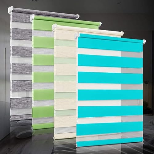 bobodeco Doppelrollo klemmfix ohne Bohren Duo Rollos für Fenster mit Klemmträger, Türkis B70 x H120cm (Stoffbreite 70cm), Fensterrollo lichtdurchlässig & verdunkelnd Wandmontage Sichtschutz