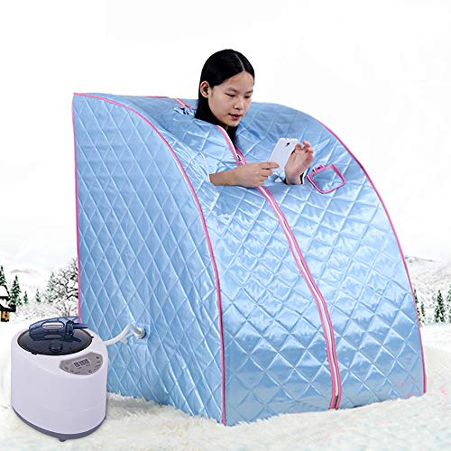 Sauna Portatile con Telecomando, Sauna da Casa, Sauna Mobile a Vapore Sauna Domestica Cabina Termica Sauna per Sedersi Cabina Sauna (E-75 * 35 * 25cm Blu)