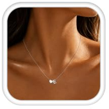 LOLIAS Heart Initial Necklace Women Silver Necklace Stainless Steel Name Necklace With Tiny Heart Letter Pendant Personalised Necklace Women Girls Gifts
