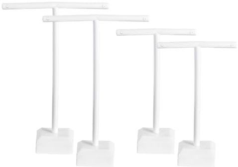 PATIKIL Earring Display Stands, 4pcs Earring Holder Earring Stand Storage Organizer Acrylic Necklace T Rack for Jewelry Photography Necklace,White