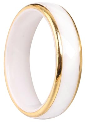 Beydodo Bague Femme Ceramique, Alliance Mariage Homme Taille 60 Bague Multifacettes Or Blanc 6mm