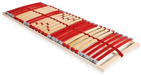 Coemo Lattenrost Ruby 90 x 200 cm 7-Zonen 28 Leisten Kopfteil und Härtegrad verstellbar für Jugendbetten - für alle Matratzenarten | Schlaftypen