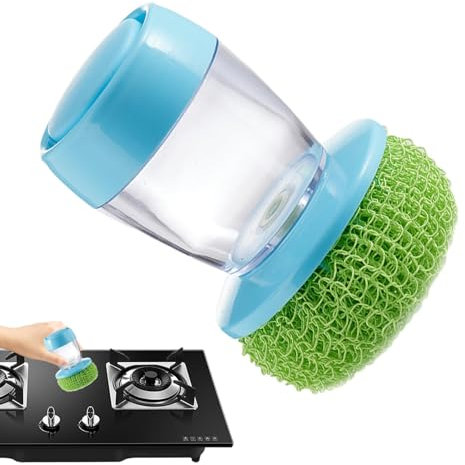 Spazzola da cucina con erogazione di sapone, spazzola rotante per lavare i piatti, facile da premere, per riporre piatti, pentole, padelle e lavelli, colore: verde