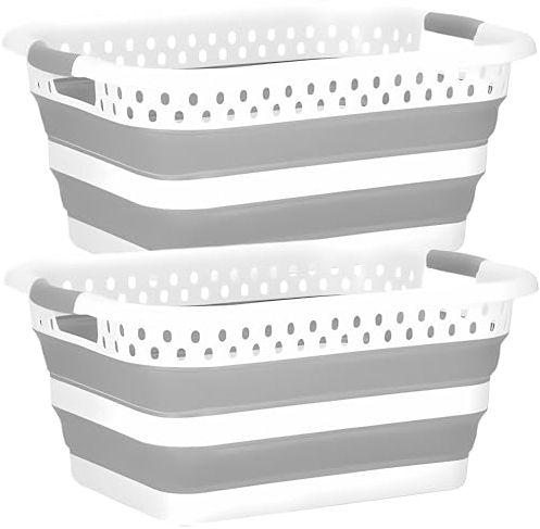 König Design 2er Set Wäschekorb faltbar - 41 Liter & Universelle Nutzung I Zusammenklappbarer faltbarer Wäschekorb faltbare Wäschekörbe I Laundry Baskets Wäschewanne - Mehrzweck-Wäschebehälter