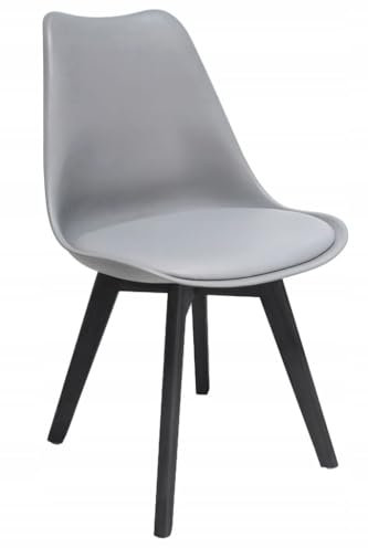 JUMI Esszimmerstuhl Oslo - Esszimmerstühle mit Kissen - Stühle zum Wohnzimmer Esszimmer - Bürostuhl ohne Armlehne - Holzbeine - Samt - Grau mit Schwarze Beine