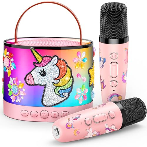 Gralal Karaoke Maschine mit 2 Bluetooth Mikrofon Kinder, Einhorn Geschenk für Mädchen 3-12 Jahre Karaoke Kinder Mikrofon Spielzeug ab 3-12 Jahre Mädchen Microphone Ostergeschenke Kinder