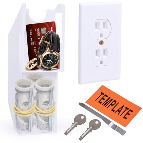 BarGifts Wall Outlet Hidden Safe, Polystyrene Wall Diversion Safe, Easy Installation Hidden Compartment, Outlet Box Keep Your Valuables Safe Like Money, Keys, and Jewelry, 1pc