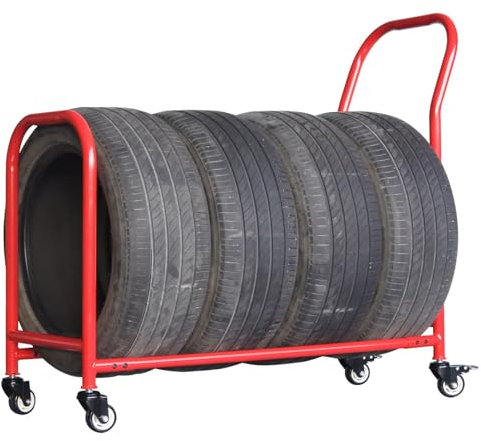 Fadiadem Supporto per Pneumatici per Auto, scaffale per Pneumatici rotanti, Carrello per Trasporto con ripiano Mobile per Pneumatici, scaffali per Ruote, Supporto per Pneumatici per Auto