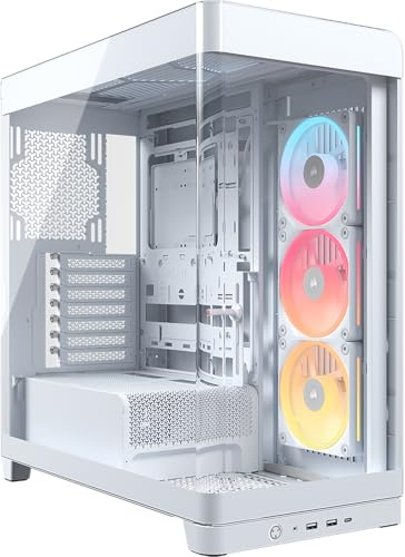 CORSAIR FRAME 4500X LX-R RGB LINK Case Mid-Tower per PC con Vetro Panoramico – Sistema di Montaggio InfiniRail, Anti-Sag della GPU, Include 3 Ventole LX120R RGB LINK – Bianco