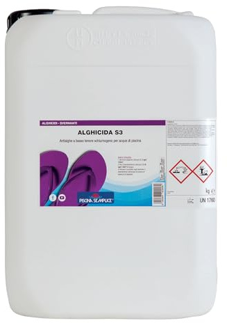 PISCINA SEMPLICE, Alghicida S3 Liquido, Ideale Per Prevenire le Alghe In Piscina, Formato Da 25 Kg