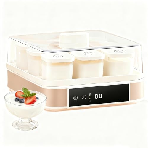 Yogurtiera con 9 vasetti di vetro, macchina per la fermentazione automatica domestica con display LCD, controllo della temperatura e del tempo regolabili, per yogurt, yogurt greco, pane, vino di riso