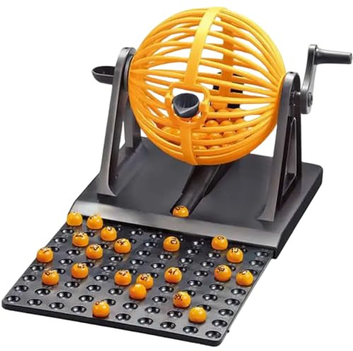 Xoeryoy Bingo Set, 12 Card & 90 Number Bingo Balls with Cage Fun Play Machine for Kids, Adults, Family, No Chips