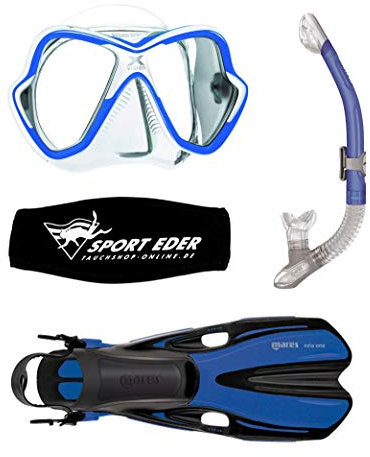 Mares X-Vision - Set de esnórquel (azul, M/L (39-43), color negro y blanco