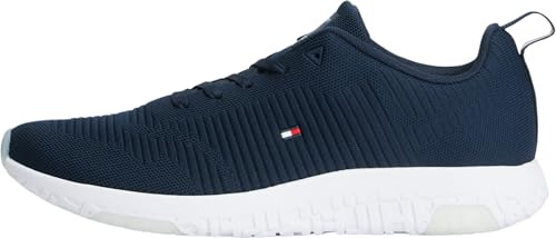 Tommy Hilfiger Baskets De Running Homme Corporate Knit Rib Runner Chaussures De Sport, Bleu (Desert Sky), 46 EU