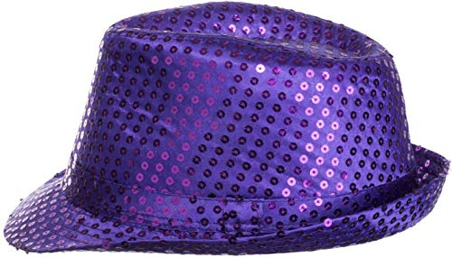 Brandsseller Sombrero de lentejuelas, sombrero brillante, sombrero de fiesta, disfraz de carnaval, color lila