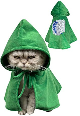 Dog Cat Halloween Costumes Pet Robe Cape Hoodie Green Cloak Outfit