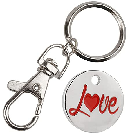 Harts 1 unit New Shape £1 coin Trolley Tokens Keyrings Supermarket Locker (Love)