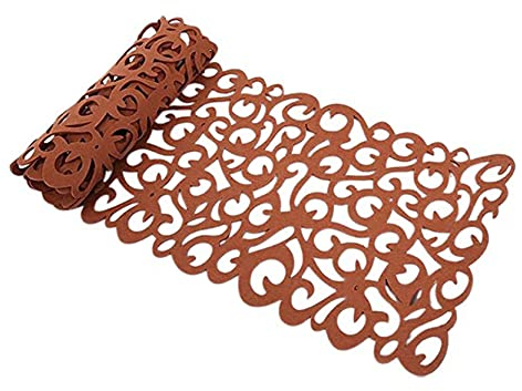 Anawakia Filz-Tischläufer Rechteck Hohl Filz Tischläufer Die Blume Hohl Tischband Tischdecke Eingelegtem Tischdecke 102 cm (Braun)