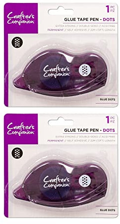 Crafter's Companion Glue Tape Roller Dots - Double Sided Extra Strong Adhesive Dispenser - Easy Use & Mess Free - Perfect for Crafting, Card Making, Scrapbooking & Stationery (Pack of 2)