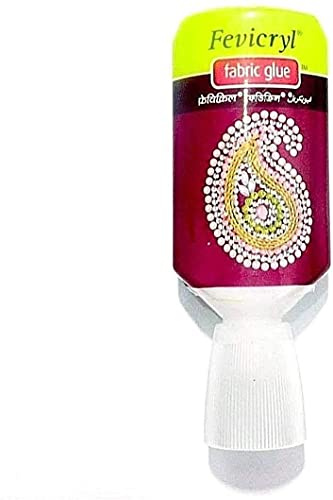 JP Arts & Crafts New Fevicryl Fabric Glue for Gems Acrylic Rhinestones Clothes Shoes Adhesive Bonds Machine Washable, 30ml - White
