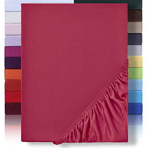 NatureMark Microfaser Boxspringbett & Wasserbett Spannbettlaken 200 x 220 cm - 40 cm Steghöhe - 200x220cm Spannbetttuch - 100% Polyester, Bordeaux rot