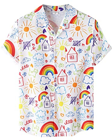 Trailrest Chemise hawaïenne pour homme Chemise de plage cool trucs pour garçons hippie T chemises col en V chemises d'été hommes, Blanc., S grande taille