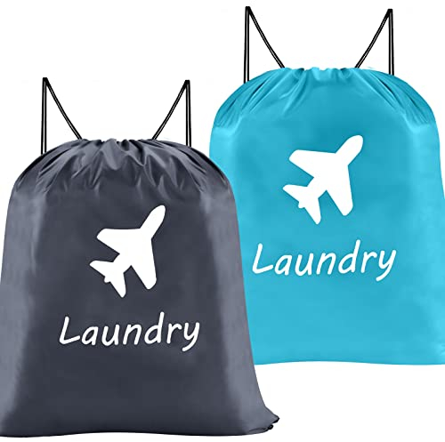 2 Sacchi da Biancheria per Viaggio Sacco Portabiancheria Pieghevoli Lavabili con Coulisse in Nylon Borse per Biancheria Sporca Sacchetti per Vestiti per Dormitorio Bagno Apartamento, 28 x 24 Pollici