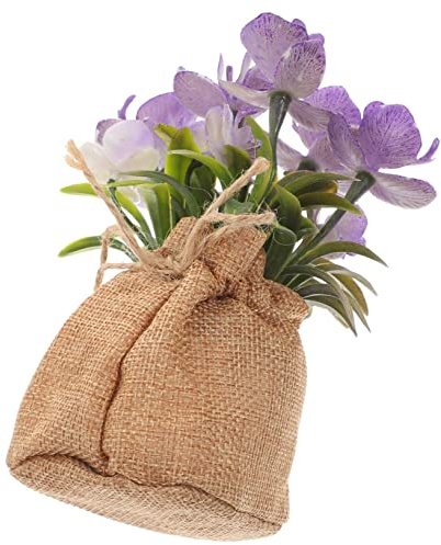 TOPBATHY Artificial Phalaenopsis Orchid Plants Jute Bag Realistic Fake Flower Arrangement for Home Decor Table Centerpiece No Maintenance Required for Weddings and Festivals