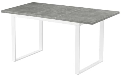 B&D home Esstisch Levin, ausziehbar 120-160 x80 cm 4-6 Personen Küchentisch Holztisch mit Kufengestell schwarz für Küche, skandinavisch Industrial Design, Beton Optik, 11202-UW-BETO-P