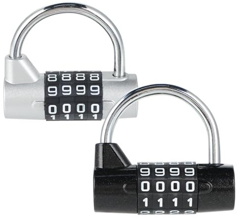 Cadenas Code 4 Chiffres - 2 Pièces Cadenas À Combinaison - Petit Cadenas Pour Casier/Valise De Voyage/Valise Avion/Etui/Boîte À Outils/Clôture (Argent Et Noir)