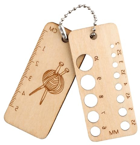 Calibro per ferri da maglia in legno, righello per uncinetto, strumento di misurazione in legno, righello rettangolare, da cucito per artigianato, uncinetto e progetti di tessitura