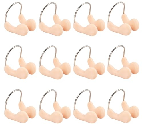 Xotectrix Lot de 12 Pince Nez Natation, Bouchon Nez Étanche avec Archet Métal Stable & Coussin Souple, Pince Nez Anti-Glisse pour Adultes Enfants, pour Entraînement Piscine & Sports Nautiques
