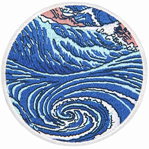 Naruto Whirlpool Japanese Great Wave Patch Embroidered Applique Badge Iron On Sew On Emblem