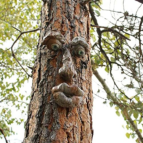 Tuzsocr Baumstamm Deko,Baumgesichter Für Bäume, Alter Mann Baumgesicht Baumumarmer, Garden Peeker Yard Art Baumgesicht Alter Mann, Gartendeko (Baumgesicht B)