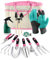 MOXTOYU 13PCS Garden Tool Set with Holders, Stainless Steel Garden Tools, Heavy Duty Tool Bag, Gardening Gift for Women Men (Pink)