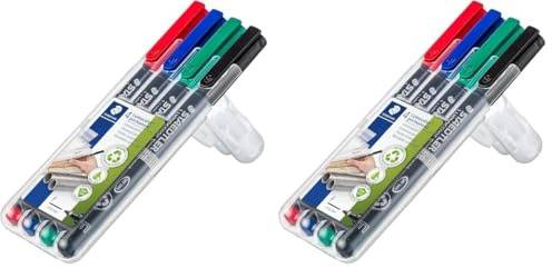 STAEDTLER 318 WP4 Lumocolor Permanent Pen, Fine Line Width, 0.6mm - Assorted Colours (Pack of 8)
