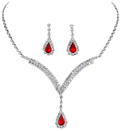 CCAIPU Rhinestone Necklace Bracelet Earrings Jewellery Set for Women, Adjustable Rhinestone Necklace Tennis Bracelet Dangle Earrings Bridal Wedding Sets Gifts for Ladies Girls