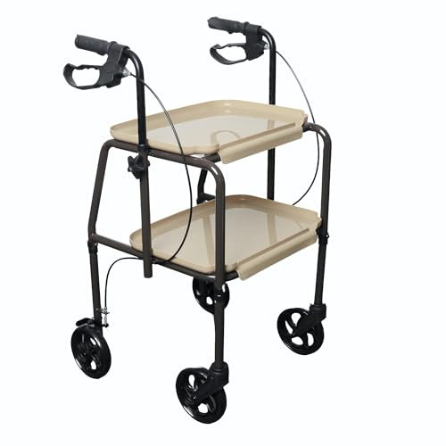Millercare Mobility Trolley - Sturdy Walking Frame with Tray, Hand Brakes & Wheels - Enhanced Personal Item Carrying Solution - Walking Device for Increased Mobility & Independence | Assembled