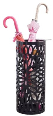 URGDWEKJY Umbrella Stand Umbrella Barrel Household Hotel Lobby Umbrella Stand Floor Standing Umbrella Stand Hollow Gold Umbrella Barrel Rain Gear Umbrella Bases(Black)