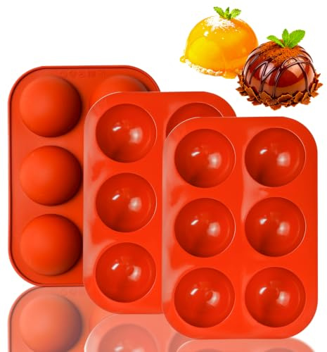 3 stycken medelstora hemisfärer halvklotsformade silikonformar med 6 hålrum, chokladform silikonform halvkula bakform chokladform silikonkula choklad rund för domemousse, kakor, gelé, pudding