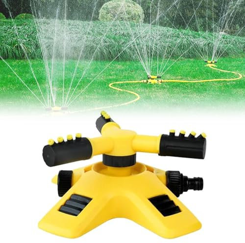 Garden Sprinklers, New Adjustable 360° Rotation Lawn Sprinkler, with 3 Spray Arm (15° To 45°), Automatic Lawn Sprinkler Adjustable Water Spray Range, for Garden Watering Kids Playing (1pcs)