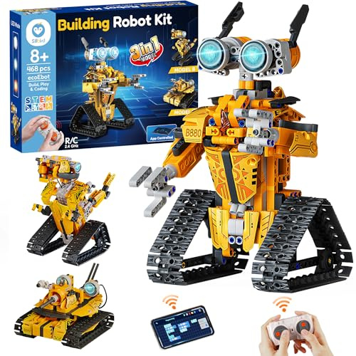 Sillbird Robot Building Kit with Remote Control STEM Gifts for Boys Age 8+ | 3-in-1 Coding Buildable Robotic Toys for Kids Birthday with 468 Pieces