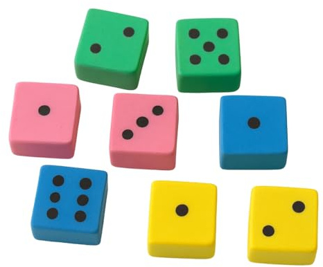 Pack de 8 Gommes Dé Couleurs Assorties Forme Originale Pour École ou Bureau