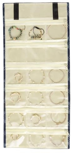 DONGKER Travel Jewellery Organizer Roll, Foldable 18/9-Compartment Jewellery Case with Zippered Pockets for Necklaces, Earrings, Rings, Bracelets Brooches